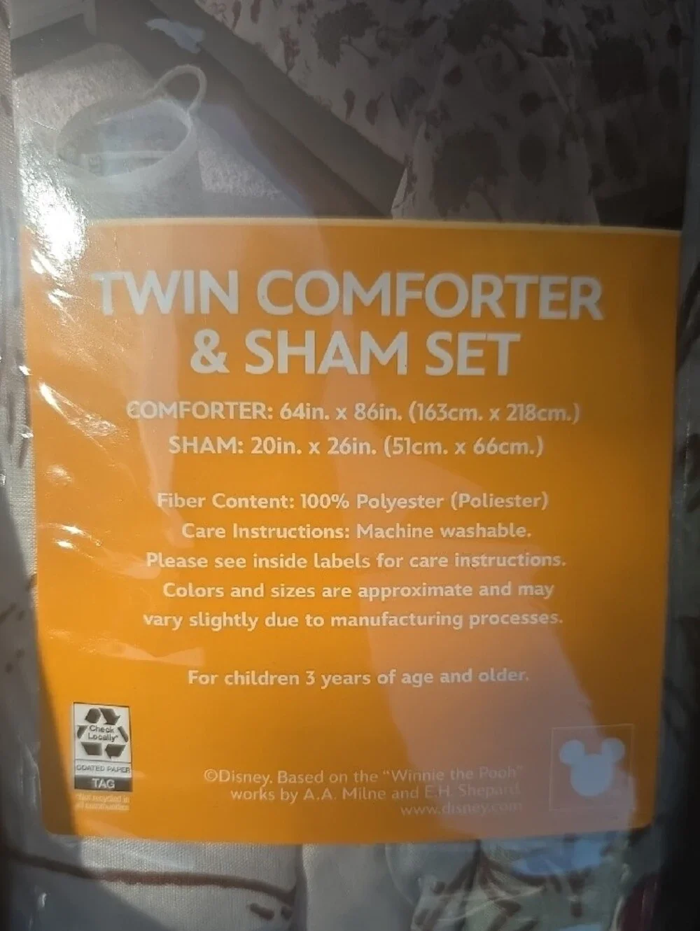 NEW Disney Winnie the Pooh Twin Comforter & Sham Set NWT